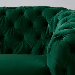 Kelly Emerald Green Velvet 3-Seater Sofa - Gold Legs