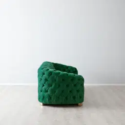 Kelly Emerald Green Velvet 3-Seater Sofa - Gold Legs