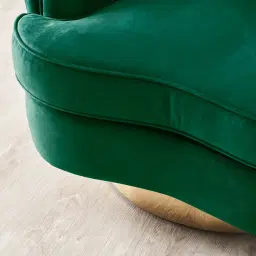 Kelly Emerald Green Velvet Swivel Chair - Gold Leg