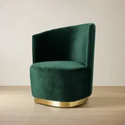 Reina Asymmetrical Pine Green Velvet Chair - Left Apex
