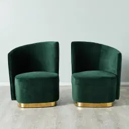 Reina Asymmetrical Pine Green Velvet Chair - Left Apex