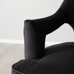 Burton Black Velvet Swivel Occasional Chair - Polished Gold Stainless Steel Legs