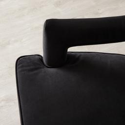 Burton Black Velvet Swivel Occasional Chair - Polished Gold Stainless Steel Legs