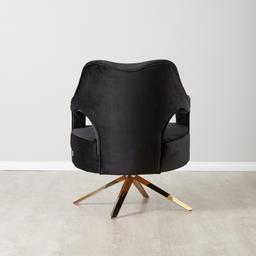 Burton Black Velvet Swivel Occasional Chair - Polished Gold Stainless Steel Legs
