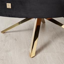 Burton Black Velvet Swivel Occasional Chair - Polished Gold Stainless Steel Legs