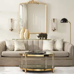 Sheppard Khaki Woven Fabric 3-Seater Sofa