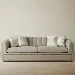 Sheppard Khaki Woven Fabric 3-Seater Sofa