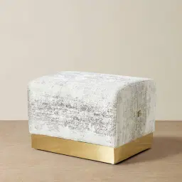 Sheppard Distressted Grey Patterned Ottoman