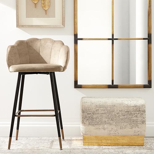 Sheppard Distressted Grey Patterned Ottoman