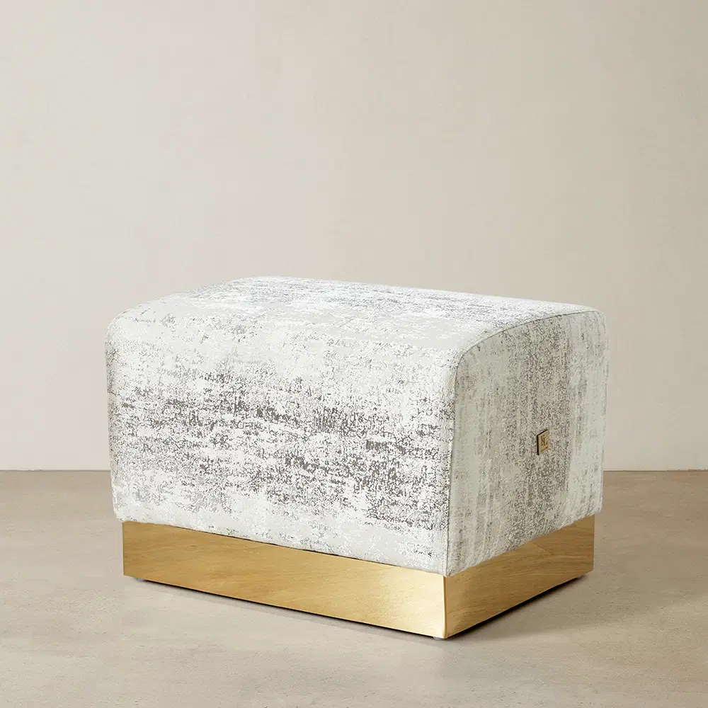 Sheppard Distressted Grey Patterned Ottoman