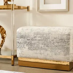 Sheppard Distressted Grey Patterned Ottoman