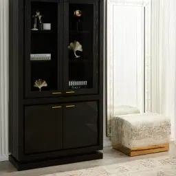 Sheppard Distressted Grey Patterned Ottoman