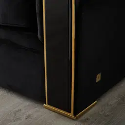 Leola Black Velvet 3-Seater Sofa