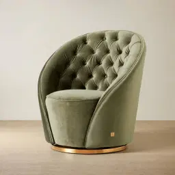 Sonja Olive Green Velvet Swivel Occasional Chair