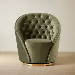 Sonja Olive Green Velvet Swivel Occasional Chair