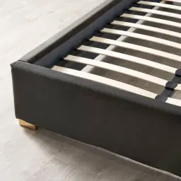 Jacques Charcoal Velvet King Bed - Gold Frame