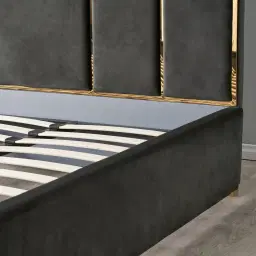 Jacques Charcoal Velvet King Bed - Gold Frame