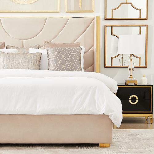 Gertrude Cream Velvet King Bed