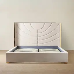 Gertrude Cream Velvet Queen Bed