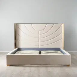 Gertrude Cream Velvet Queen Bed