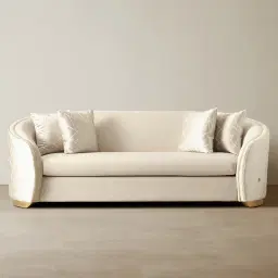 Hyacinth Cream Velvet 3-Seater Sofa