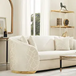 Hyacinth Cream Velvet 3-Seater Sofa