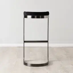 Rouven Black Velvet 79cm Bar Stool - Black Nickel Legs