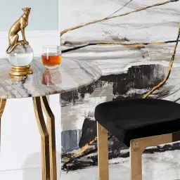 Rouven Beige Velvet 79cm Bar Stool - Champagne Gold Legs