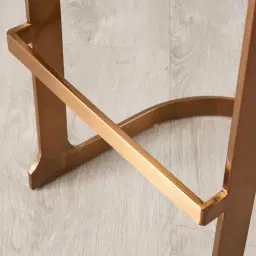 Rouven Sand Beige Vegan Leather 79cm Bar Stool - Brushed Gold Legs