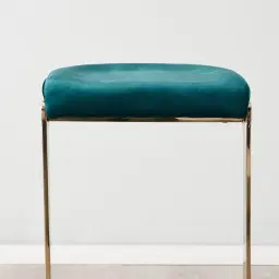 Rouven Peacock Blue Velvet 79cm Bar Stool - Champagne Gold Legs