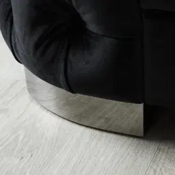 Kelly Black Velvet 3-Seater Sofa - Black Nickel Legs