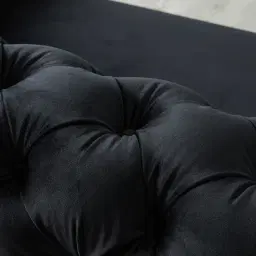 Kelly Black Velvet 3-Seater Sofa - Black Nickel Legs