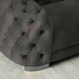 Kelly Charcoal Velvet 3 Seater Sofa - Black Nickel Legs