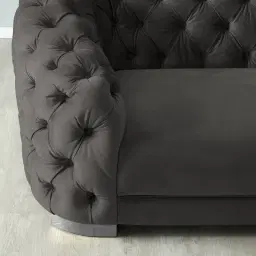 Kelly Charcoal Velvet 3 Seater Sofa - Black Nickel Legs