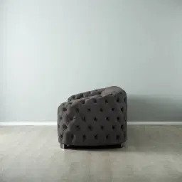 Kelly Charcoal Velvet 3 Seater Sofa - Black Nickel Legs