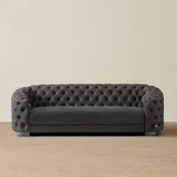 Kelly Charcoal Velvet 3 Seater Sofa - Black Nickel Legs