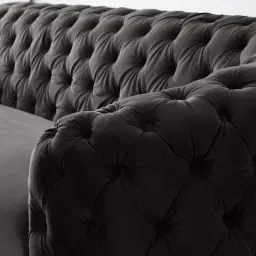 Kelly Charcoal Velvet 3 Seater Sofa - Black Nickel Legs