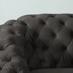 Kelly Charcoal Velvet 3 Seater Sofa - Black Nickel Legs