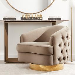 Kelly Black Velvet Swivel Chair - Black Nickel Leg