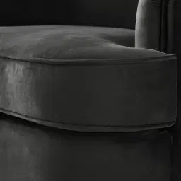 Kelly Charcoal Velvet Swivel Chair - Black Nickel Leg