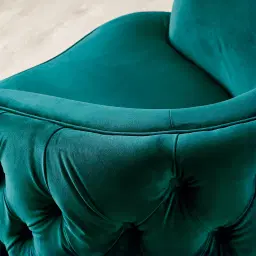 Kelly Peacock Blue Velvet Swivel Chair - Gold Leg