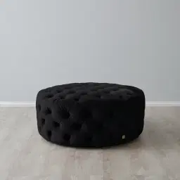 Kelly Black Velvet Ottoman