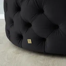 Kelly Black Velvet Ottoman