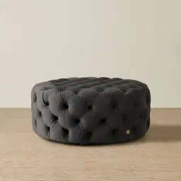 Kelly Charcoal Velvet Ottoman
