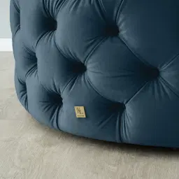 Kelly Navy Blue Velvet Ottoman