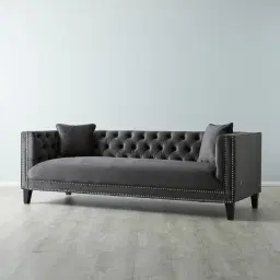Vogue Charcoal Velvet 3-Seater Sofa 