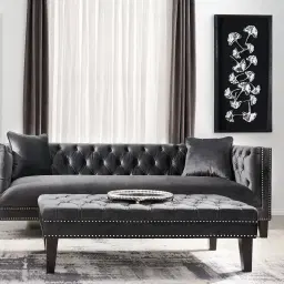 Vogue Charcoal Velvet 3-Seater Sofa 