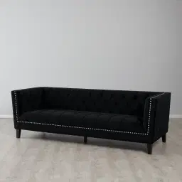 Manuel Black Velvet 3-Seater Sofa 