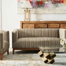 Astoria III Beige Velvet 2-Seater Sofa 