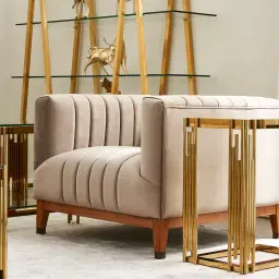 Astoria III Beige Velvet Occasional Chair